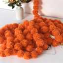5Pcs Marigold Garland for Decoration,5 Feet Artificial Marigold Flowers Diwali Decorations for Home,Orange Artificial Marigold Heads for Diwali Party,Indian Weddings,Halloween,Wreath