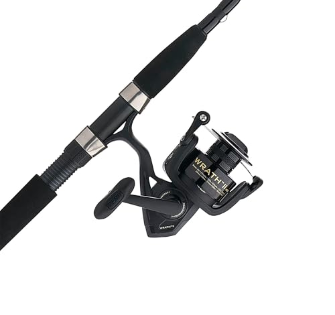 PENN 43inch Wrath II Fishing Rod and Spinning Reel Combo, Size 4000, Medium Power, Extra Fast Action, Corrosion-Resistant Graphite Construction, Lightweight and Durable