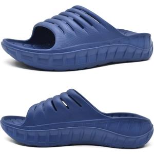 KuaiLu Mens Recovery Sandals Orthotic Arch Support Open Toe Sport Slides Thick Cushion Orthopedic Plantar Fasciitis Slip On Wide Width Summer Pool Beach Waterproof (Blue, M)