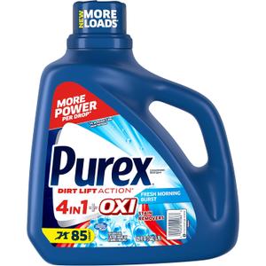 Purex Liquid Laundry Detergent Plus Oxi, Fresh Morning Burst, 128 Fluid Ounces, 85 Loads