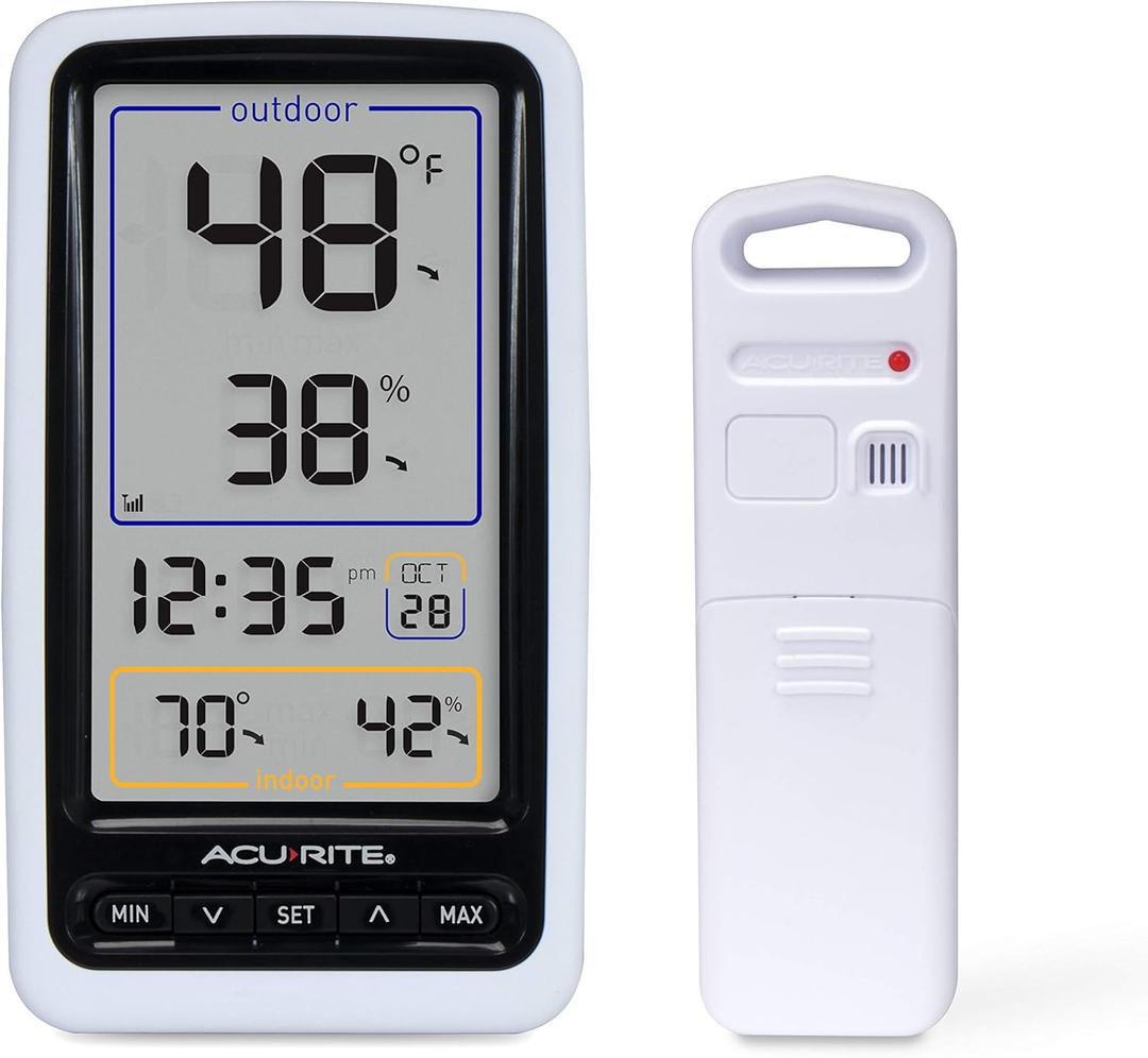 AcuRite 01136M Wireless Thermometer with Indoor/Outdoor Temperature and Humidity, White (Single)