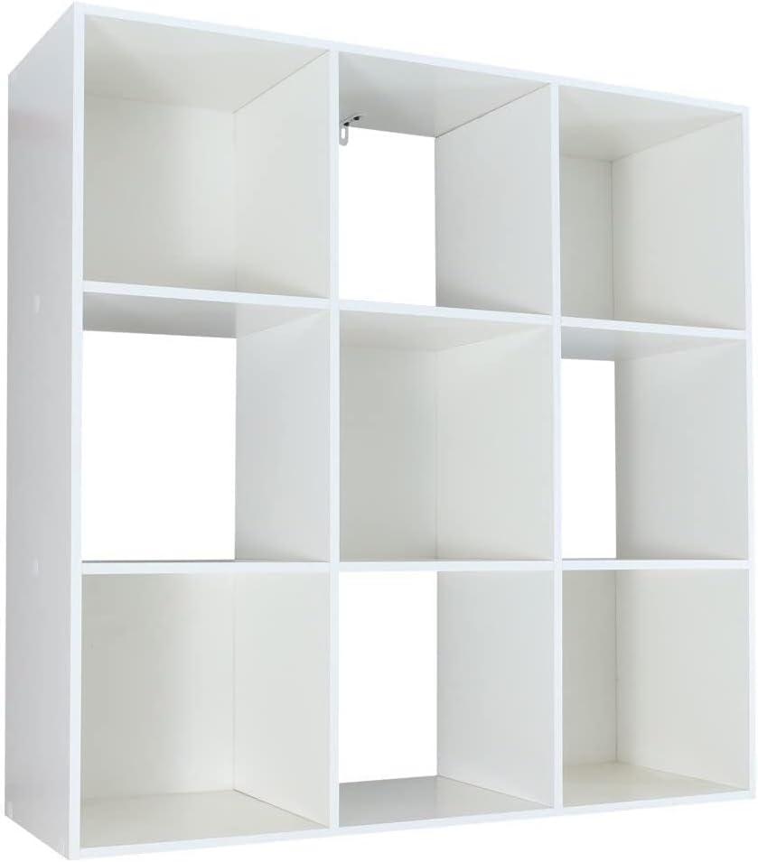Amazon Basics Storage Cube Shelf Organizer, 9 Cubes, White, 11.7" D x 35.9" W x 35.9" H
