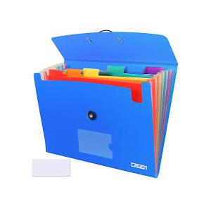CASAON 7 Pocket Accordian File Folders, Expanding File Folder A4 Letter Size Paper Portable Document Organizer-Blue