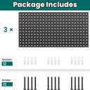 EVERHANGER Metal Pegboard Panels 24" x 12", Heavy Duty Steel Peg Boards for Garage, Pegboard Wall Organizer for Tool Storage and Organization, Black, 3 Pack