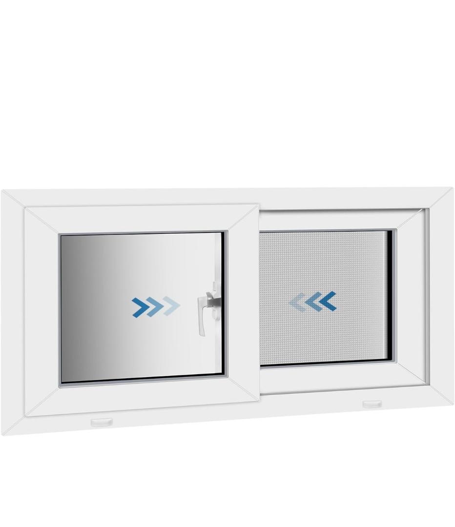 NOOTA Basement Window 32" x 14" Double Tempered Glass, Removable Flange, Vinyl Sliding WindowWhite | Sliding window