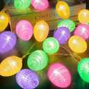 TURNMEON Velvet Easter Lights String Easter Decorations, 10FT 20LED 3D Egg Light Garland with Timer Battery Operated Colorful Fairy Lights, Easter Decor for Home Bedroom Patio Indoor Outdoor
