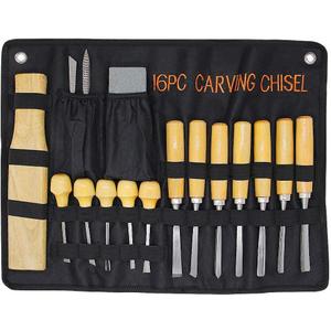 Lulu Home Wood Carving Tools, 16PCS Professional Carving Knife Tool Set for Woodworking Premium Wood Handle with Chisel Gouge Whetstones