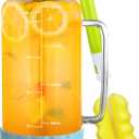 Aofmee 68oz Glass Pitcher with Lid, 2 Liter Water Carafe with Silicone Base and Precise Scale Line, Ice Tea Pitcher for Fridge, Anti-Slip Glass Jug for Sun Tea Juice Coffee Milk Beverage (Blue)