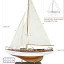 SAILINGSTORY Wooden Sailboat Decor Yacht Model Ship with Antique Finish Ivory