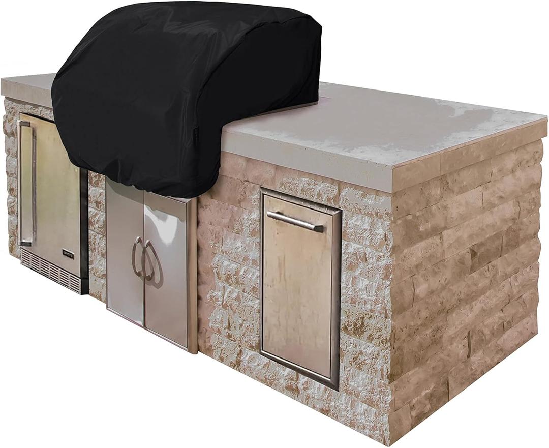 Covermates Classic Built-in Grill Cover  All-Weather Water-Resistant Outdoor BBQ Cover with Elastic Hem, Heavy Duty Vinyl Protection for Outdoor Kitchens, 36W x 26D x 14H, Black