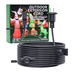 25FT Outdoor Extension Extension Cord for Halloween Christmas Inflatables with Multiple Outlets Black Electrical Cord with Multiple Plugs Outdoor Christmas Blow Up Decorations Light Extension Cords
