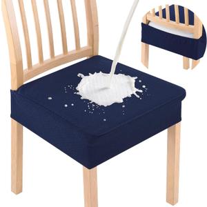 Smiry Waterproof Seat Covers for Dining Room Chairs Set of 6, Stretch Jacquard Removable Washable Chair Seat Slipcovers Protector, No Rear Covers, Federal Blue (Navy) Smiry Waterproof Seat Covers for Dining Room Chairs Set of 6, Stretch Jacquard Removable Washable Chair Seat Slipcovers Protector, No Rear Covers, Federal Blue (Navy)