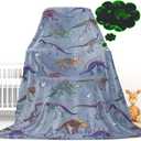 Gdindff Glow in the Dark Dinosaur Blanket for Boys, Dinosaur Toys for 3 4 5 6 7 Year Old Boys, Kindergarten Graduation Gifts for Kids, Cute Dino Gifts Room Decor, Soft Fleece Toddler Blanket 50"x60" (Fluorescent)