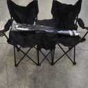 Trademark Innovations Double Folding Camp and Beach Chair with Removable Umbrella and Cooler, Black