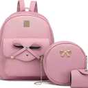 K.E.J. Women Mini Backpack Purse Bowknot Leather Backpack 3-PCS Cute Small Backpack Purse for Women Rucksack for Ladies Shoulder Bag