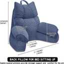 RRPAHWTV Reading Pillow for Bed with High Arm Rests,Back Support Pillow for Sitting Up in Bed with Shredded Memory Foam for Reading, TV, Gaming or Relaxing on FloorDark Blue, Small