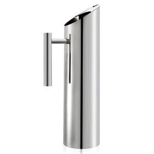 Hiceeden Stainless Steel Water Pitcher, 68oz/2L Modern Metal Pitcher with Ice Guard, Silver Carafe Drink Jug with Handle, Homemade Beverage Container for Juice, Coffee, Milk, Iced/Hot Tea