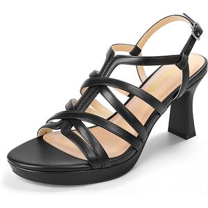 PIZZ ANNU Women's Luniva Platform Heels Block Chunky Open Toe Ankle Strap High Heeled Sandals Fashion Strappy Dress Pump Shoes for Daily Wedding Party,6.5
