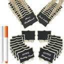 40 Pack Mini Chalkboard Signs - 20 Easel Stand & 20 Hanging Tags with 2 Markers, Wooden Food Labels for Buffet, Party, Wedding, Place Cards, Table Numbers Decor