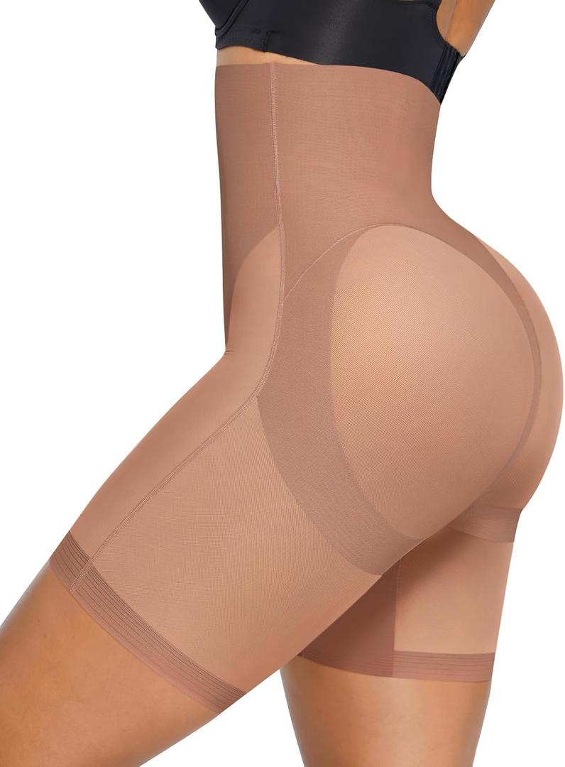 SHAPELLX Shapewear for Women Tummy Control Underwear High Waist Butt Lifting Shorts Seamless Slimmer Womens Body Shaper (Beige, L)