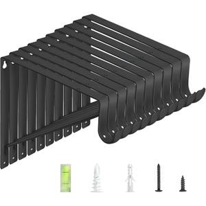 10-Pack Closet Rod Bracket, 10.8x10.8Inch Closet Shelf Brackets Heavy Duty Wall Mounted, Matte Black Steel Closet Rod Support Brackets Holder, 300 Lbs Load Capacity with Anchors Screws