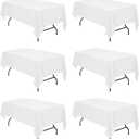 BRILLMAX 6 Pack White Tablecloths for 6 Foot Rectangle Tables 60 x 102 Inch - 6ft Rectangular Bulk Linen Polyester Fabric Washable Cloth Cover for Wedding Reception Banquet Birthday Party