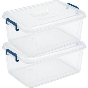 Tribello Plastic Storage Bins with Lids, Clear Stackable Storage Containers - 16 Qt - 2 Pack