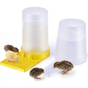 Feekoon 2Pack 400ml Quail Water Feeder, Anti Drowning Design, Ideal for Button Quail, Quails, Baby Chicks, Ducks, and Baby Birds, Safe and Durable Waterer, Easy to Install and Clean