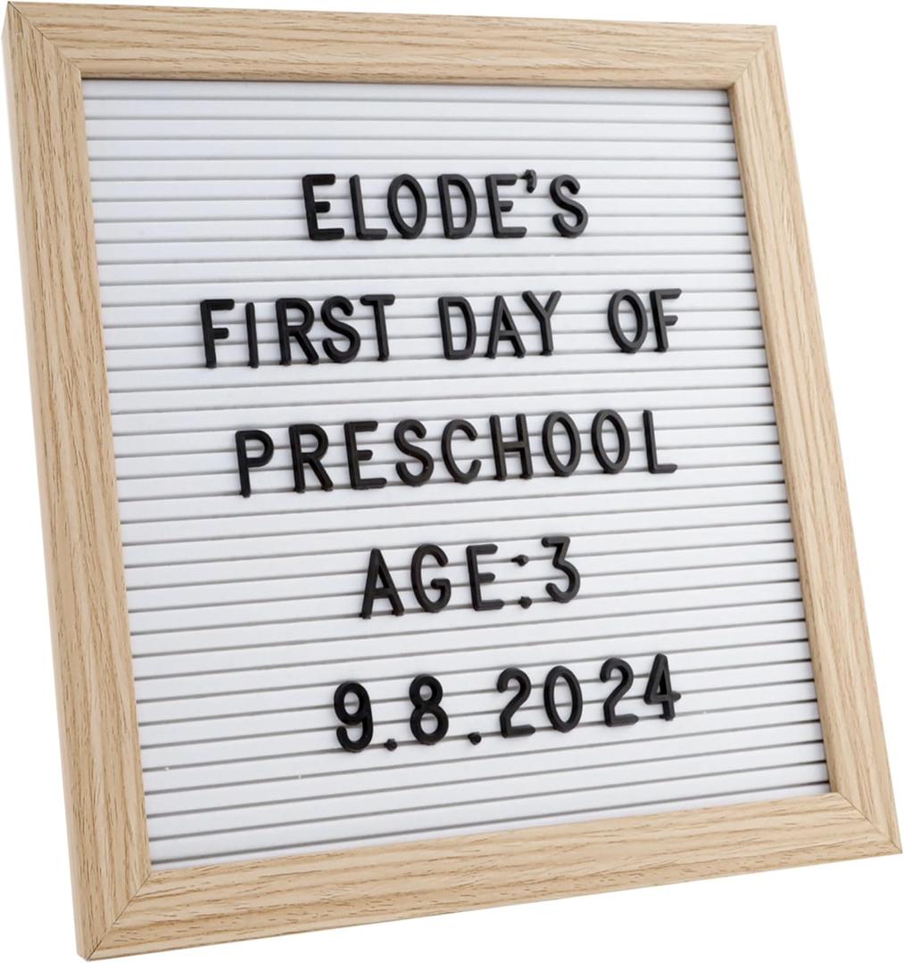 C CRYSTAL LEMON Felt Letter Message Board 10x10 Inch  336 Changeable Letterboard Letters, Numbers & Symbols  Wood Frame with Easel & Hanger for Home, Office & Announcement Display (White)