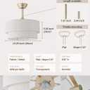 20" Boho Fandelier Ceiling Fans with Lights, Fabric Chandelier Ceiling Fan with Light Remote Control, Caged with 6 Speeds for Living Room, Bedroom, Nursery.