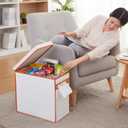 Foldable Storage Boxes with lids,Waterproof Tissue Box Holder with Storage,Multipurpose Toy Storage BoxSturdy Magazine containers (Beige)