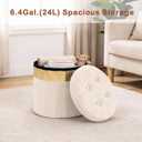 xuperbonus Small Ottoman with Storage,Folding Round Ottoman with Gold Trim,Velvet Storage Stool,Foot Stool with Soft Padded,Foot Rest for Living Room13x13x12.4(Beige,1pcs)