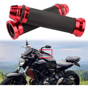 Universal 7/8" 22mm Motorcycle Handlebar Grips - Gel Rubber Compatible with Chopper, Cruiser, Street, Dirt Bike (Red)