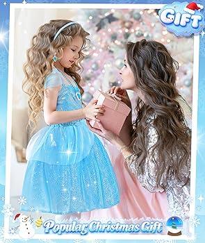 JieJieko Girls Princess Costume One Shoulder Fancy Dress Gowns with Accessories for Halloween Cosplay (5-6 years)