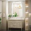 24x36 Inch LED Bathroom Mirror with Lights,Silver Metal Framed Brushed Lighted Vanity Mirror,Antifog Stepless Dimmable,Wall Mounted(Horizontal/Vertical)