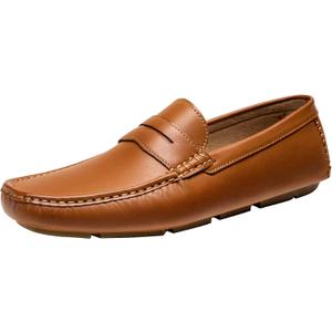 Jousen Men's Penny Loafers Casual Driving Slip On Shoes | Rubber Outsole Soft Lightweight Moccasins Daily Business Wedding Office Travel Boat (Brown) Size: 12