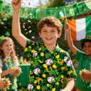 UNICOMIDEA Kids St Patricks Day Shirt Green Shamrock Plaid Shirts Short Sleeve for 11-12 Years Boys Button Summer Tops Party Holiday