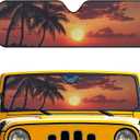 Sun Shade for Car Windshield Plams Sunshade Easy to Store Car Sunshades for Windshield for Most Jeep Wrangler Gladiator Summer UV Protection