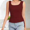 LUXEBOLD Women's Square Neck Tank Tops Basic Sleeveless Summer Sleeveless Drawstring Side Slim Fit Casual Camisole Shirts Wine Red S