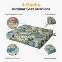 UNIKOME Outdoor Chair Cushions Pack of 4, Water Resistant Patio Cushions with Ties, High Density Sponge Filling Square Corner Seat Cushions for Outdoor Furniture, 18.5"*16"*3", Sun Flower