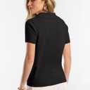 ANRABESS Women Short Sleeve Sweater Wool Blend Polo V Neck Shirts Summer Dressy Top Business Casual Spring Vacation Clothes (Black, M)