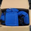 SPORT BEATS Low Beach Chairs Set of 2 Folding Beach Chairs High Back Support with Head Pillows Shoulder Straps (Blue)
