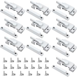 Window Sash Locks, 10 Pack Cam Action White Window Locks, Window Latches with Keeper Diecast Sliding Window Parts Replacement Sash Locks for Sliding Windows Double Hung Windows, White
