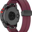26mm 22mm 20mm QuickFit Watch Band Compatible with Garmin Fenix 8 7 6 5 3 hr 6s 5s 6x 5x Forerunner 935 945 965 Magnetic Silicone Watch Band for Garmin Instinct Approach MARQ Descent Quatix Epix Pro (Wine Red)