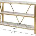 HOMISSUE Sofa Console Table, Rustic Console Table with 3-Tier Storage, Engineered Wood Sofa Tables with Open Shelves, Heavy Duty Entryway Tables for Living Room, Hallway (47 Inch, Gold)