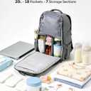 Babelio Grid Wizard Diaper Bag Backpack - Multi Function Waterproof Diaper Bag, Travel Essentials Baby Bag with Insulated Bottle Holders, Baby Shower Gifts, Grey, Regular - 20L