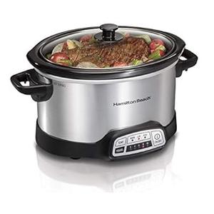 Hamilton Beach Portable 7 Quart Programmable Slow Cooker with Three Temperature Settings, Lid Latch Strap for Easy Travel, Dishwasher Safe Crock