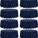 Fivenl 8 Pack Premium Round Tablecloth 120 Inch Round Table Covers Washable Polyester Fabric Round Table Clothes for Wedding Party Reception Banquet Buffet Restaurant (Navy Blue, 120 Inch)