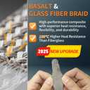 Titanium Spark Plug Wire Heat Shield, 1/2" I.D.  10 Ft Fuel Line Heat Shield Sleeve, Fiberglass-Basalt Composite Spark Plug Boot Protector for LS1/LS2, SBC/BBC 350 454 Car Truck