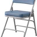 KAIHAOWIN Folding Chairs Ultra Thick Padded Foldable Chair Indoor Comfortable Metal Chairs with Super Soft Cushion-Blue